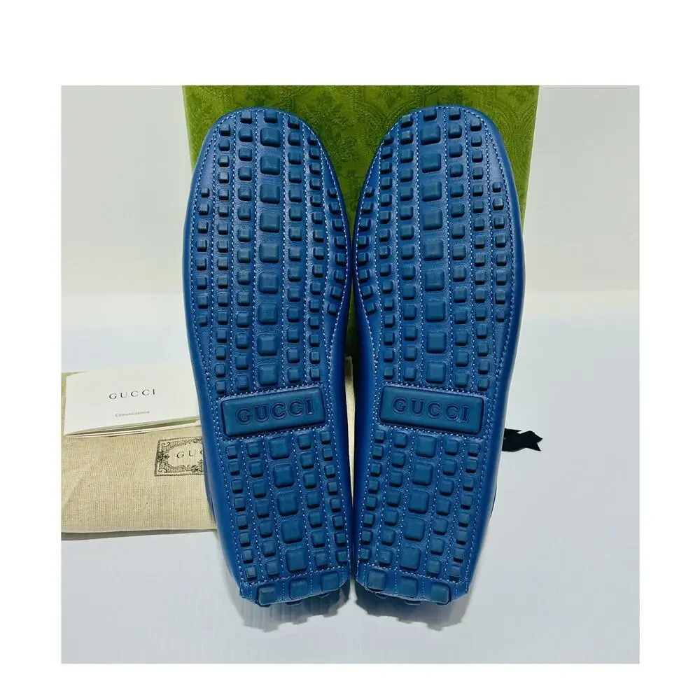 NIB Gucci GG Interlocking G Loafer G 8 US 8.5 Blue Driver moccasins Shoes